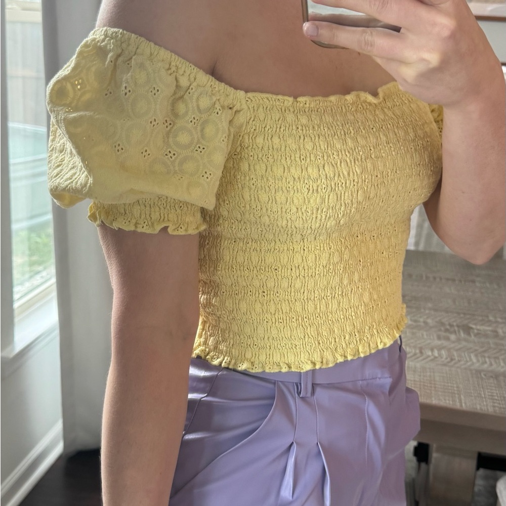 Yellow Off-Shoulder Women Top